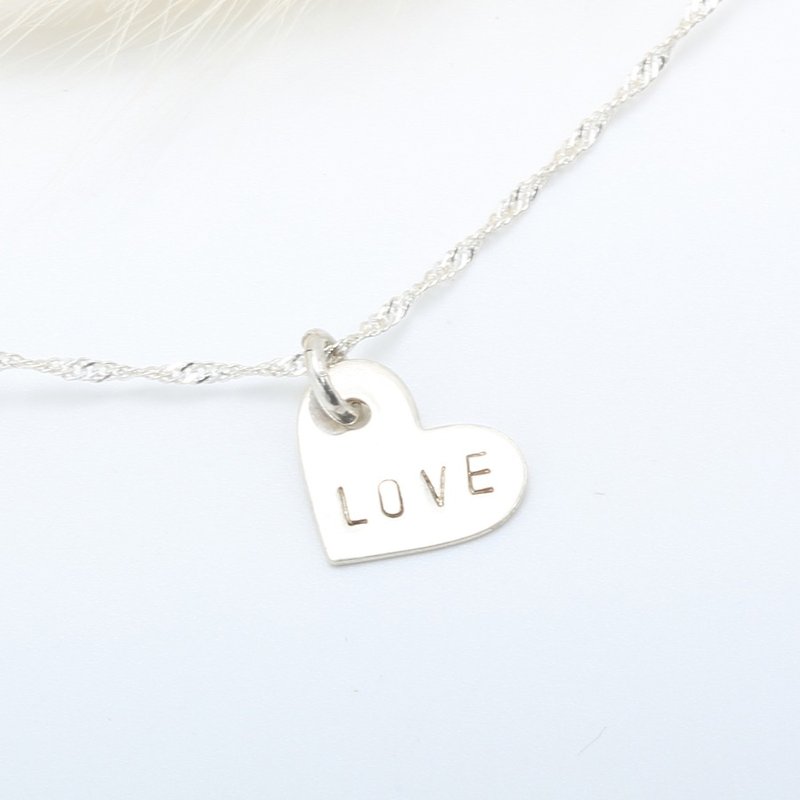 Custom love heart stamping letter digit  s925 sterling silver necklace Valentine - Necklaces - Sterling Silver Silver