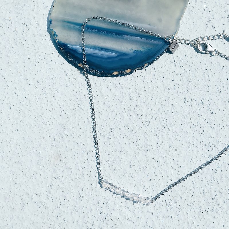 Double Terminated Herkimer Diamond 952 silver necklace - สร้อยคอ - เครื่องเพชรพลอย ขาว