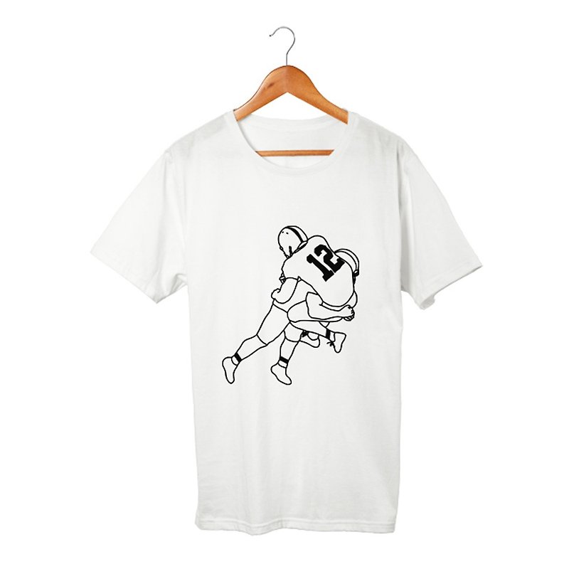 American Football T恤 - 男 T 恤 - 棉．麻 白色