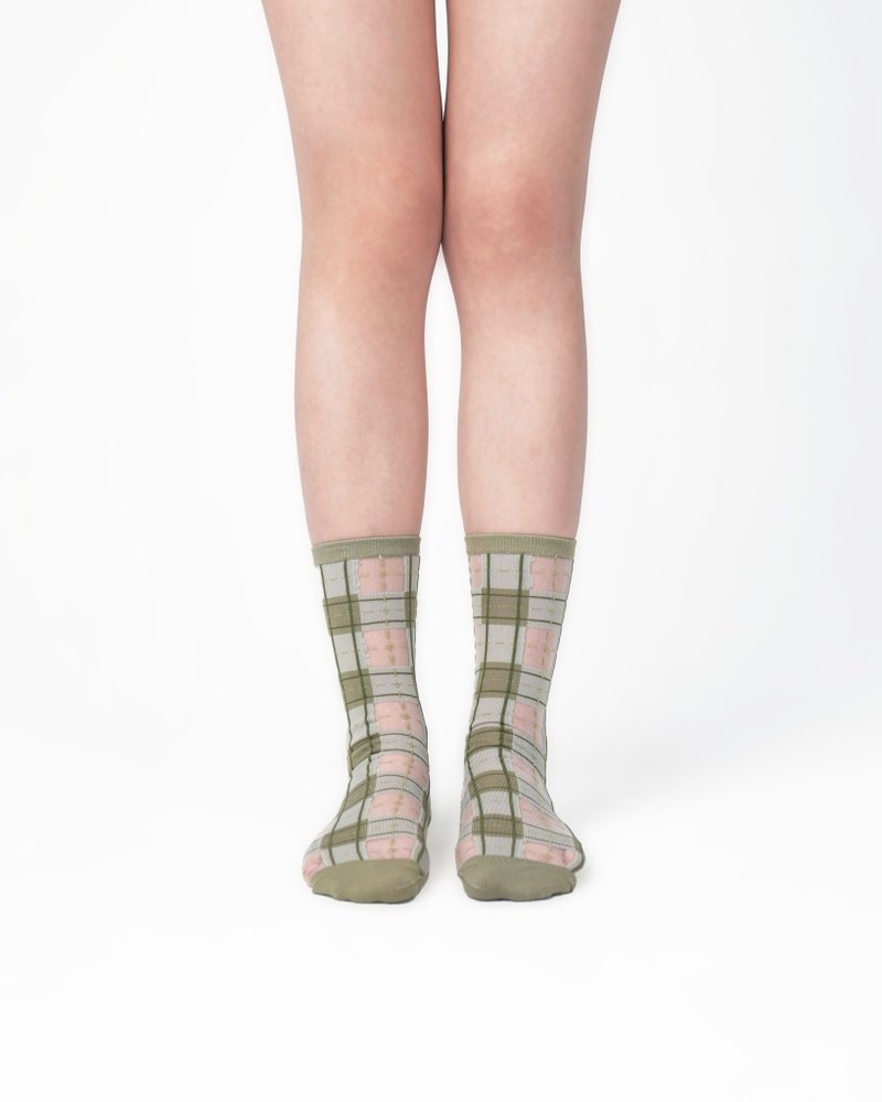 Socks - Tartan (Sage Green) - Socks - Nylon Multicolor