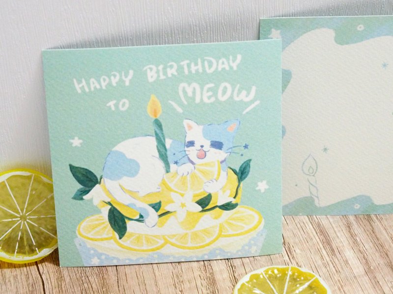 * Happy Birthday to Meow * 明信片 生日卡 - 卡片/明信片 - 紙 綠色