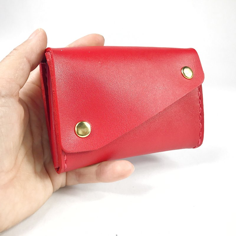 Leather purse all purpose for coin card and money notes red color - Clutch Bags - Genuine Leather Red