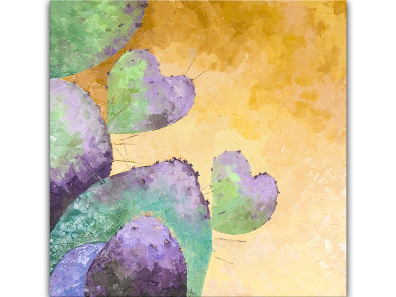 仙人掌画, 花卉植物, 原畫, 花畫, 原創油畫 - 海報/掛畫/掛布 - 其他材質 紫色