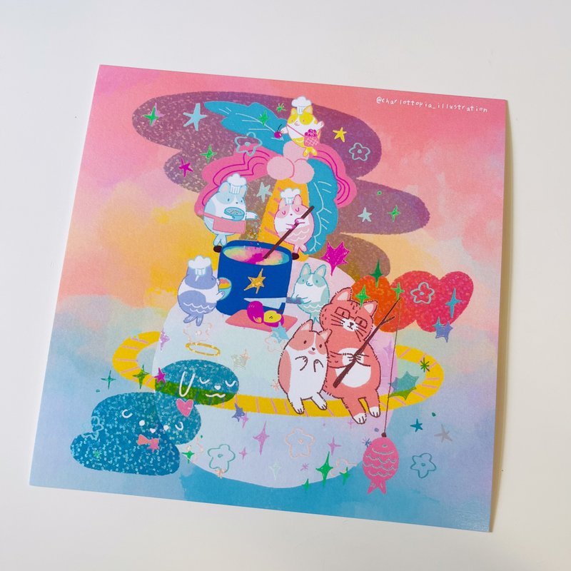 Crossing the End Series Laser Dot Hot Stamping Blessing Large Card - Cards & Postcards - Paper Multicolor