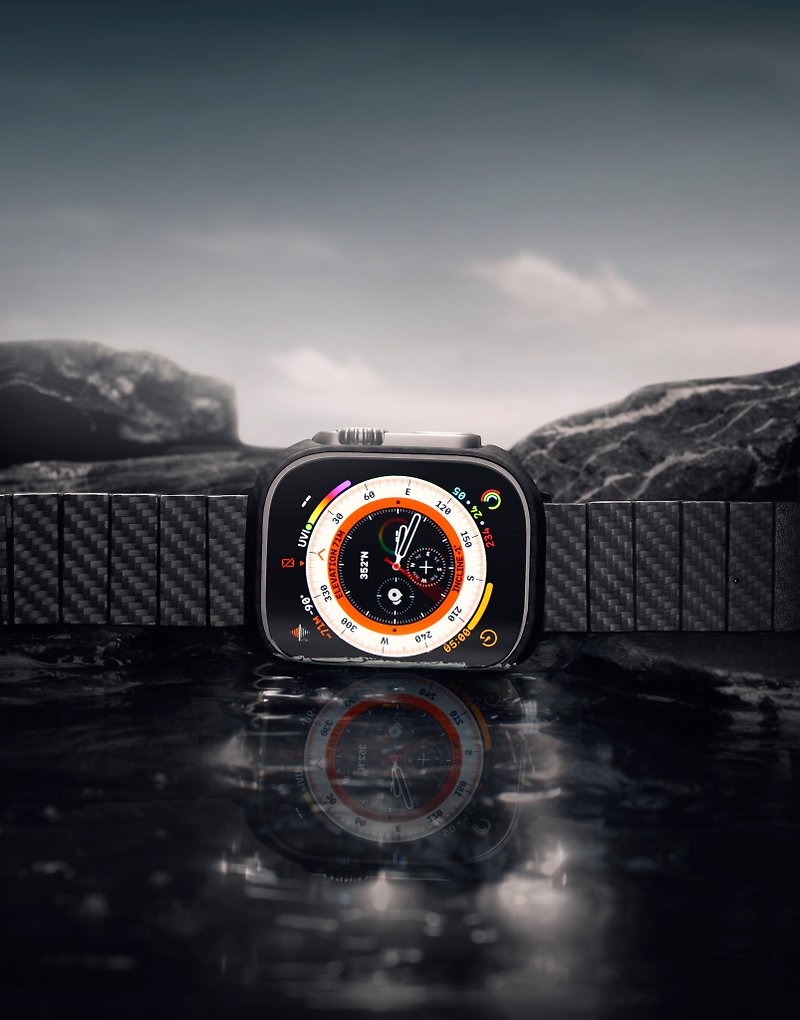 其他人造纖維 錶帶 黑色 - Apple Watch Ultra - 49mm 保護殼/錶帶/無線充電套裝