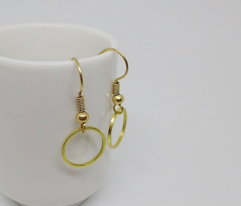 簡約款 黃銅 圓圈 耳勾 耳環 (一對) - 耳環/耳夾 - 銅/黃銅 金色