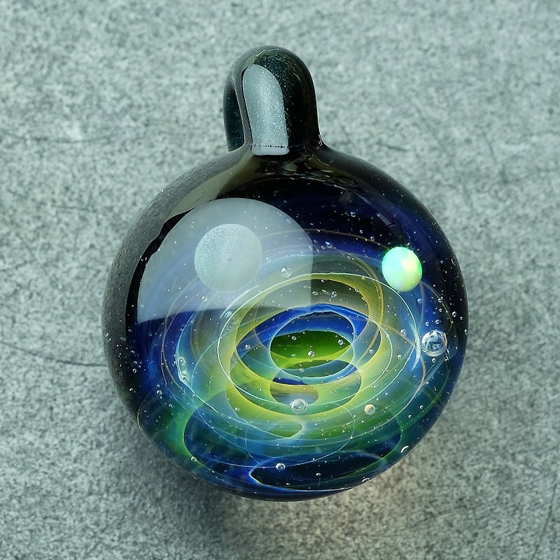 Satellite Universe Planets Space Handmade Lampwork Glass Pendant - สร้อยคอ - แก้ว หลากหลายสี
