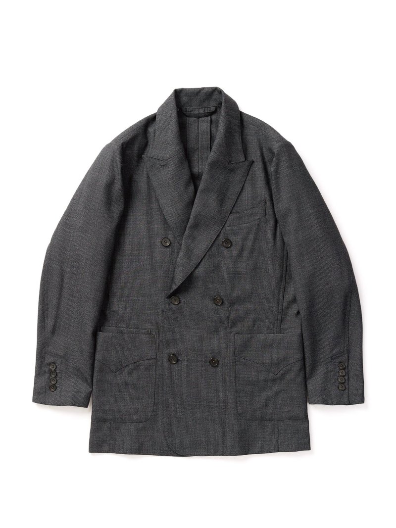 SMOKER DOUBLE-BREASTED JACKET - ITALIAN VIRGIN WOOL - 男西裝外套 - 羊毛 灰色