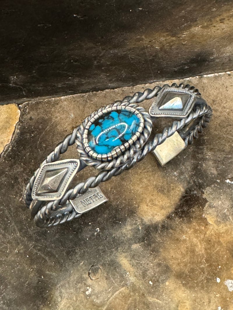 Hubei twist turquoise bracelet - สร้อยข้อมือ - เงินแท้ 