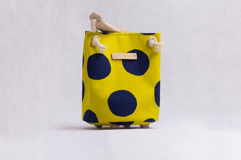 Japanese cloth: Cotton こ ば や し wave point small cylinder bag - กระเป๋าแมสเซนเจอร์ - ผ้าฝ้าย/ผ้าลินิน 