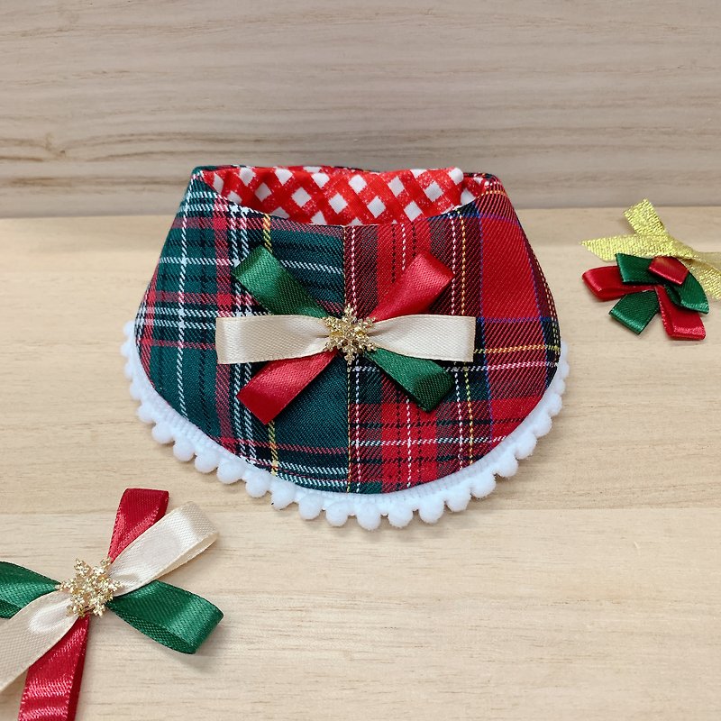 Styling bibs-Christmas pet cat dog guinea pig rabbit pet scarf - Collars & Leashes - Cotton & Hemp Red