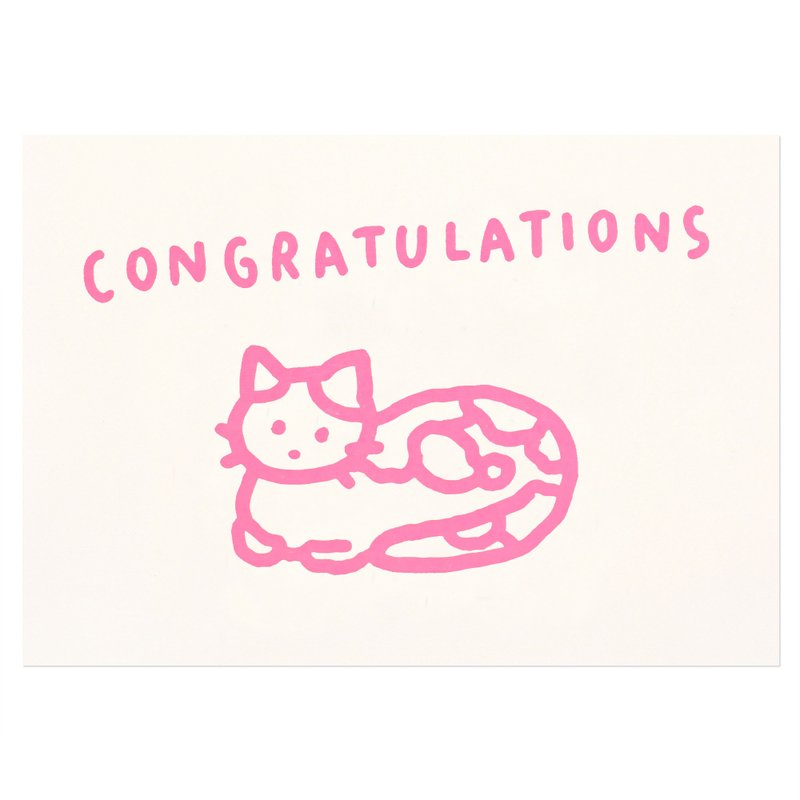 Congratulations card pink cat - การ์ด/โปสการ์ด - กระดาษ 