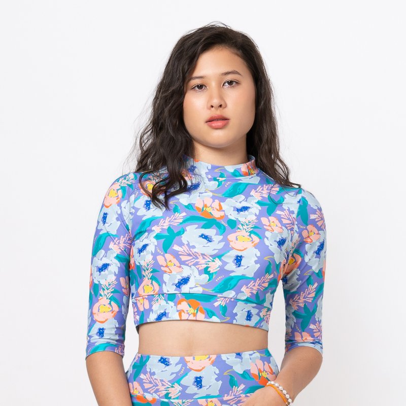 FIORI JACARANDA CROPPED 3/4 SLEEVED TOP - 女泳衣/比基尼 - 其他材質 