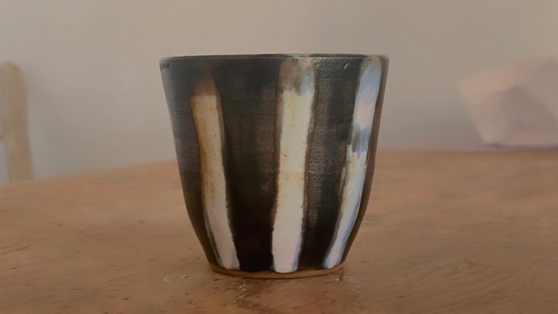 【OLF Open Pottery】Stripes - แก้วมัค/แก้วกาแฟ - ดินเผา 