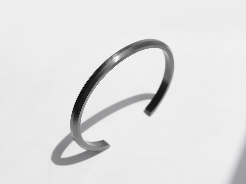 NEW COLOR! Wide Bevel Cuff Bracelet | Grey Brushed Stainless Steel | Personalise - Bracelets - Stainless Steel Gray