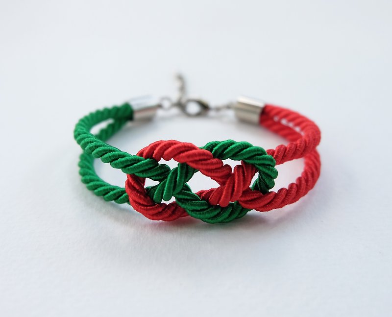 Christmas gift collection , Green/Red Infinity bracelet - 手鍊/手鐲 - 其他材質 綠色