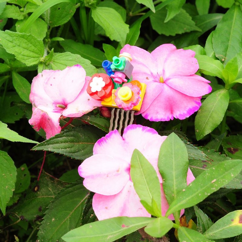 手作 樂高 髮簪 和風 髮飾 藝妓 花傀 髮叉 浴衣 日韓 花 不撞款 - 髮圈/髮夾 - 其他材質 多色