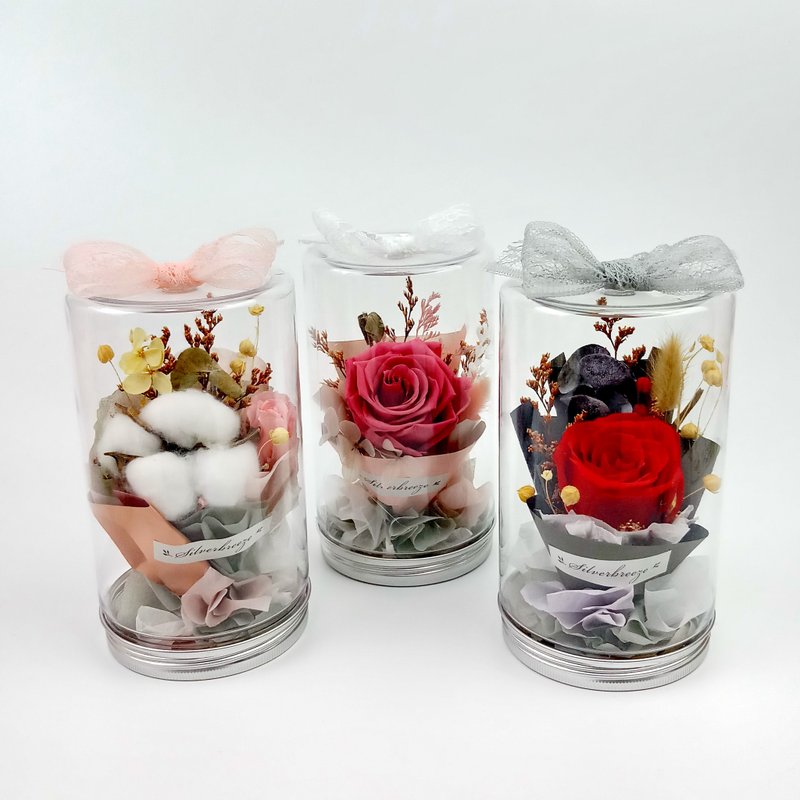 永生花花罐  永生花擺設 永生玫瑰 情人節禮物 生日禮物 PF-0012 - 乾燥花/永生花 - 植物．花 粉紅色