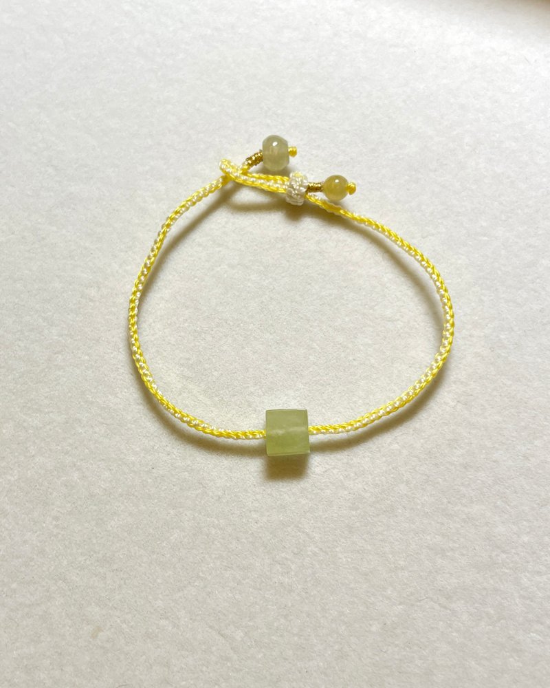 Rainbow Square Bead Jadeite Bracelet (Lemon Yellow) - Bracelets - Jade Yellow