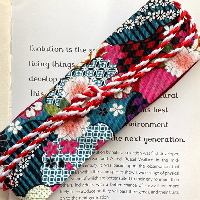 Spring Cherry Story Japanese style double-use headband with rope - Headbands - Cotton & Hemp Pink