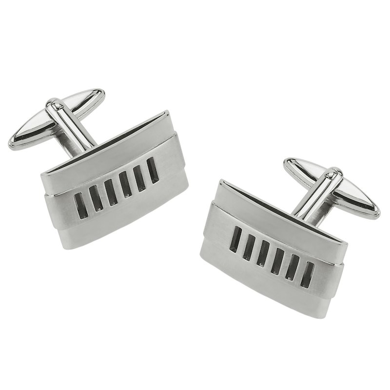 Stainless Steel Cut Out Stripes Cufflinks - Cuff Links - Stainless Steel Silver