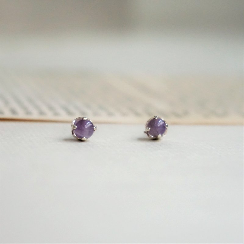 2月誕生石 - 紫水晶耳環 — 誕生石耳針 Birthstone - 耳環/耳夾 - 半寶石 紫色