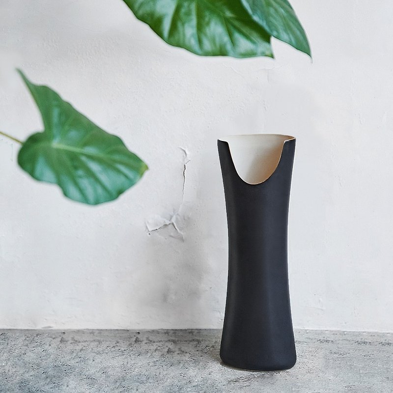 【3,co】筒花器E - 和ブラック（内層原色） - 観葉植物 - 磁器 ブラック