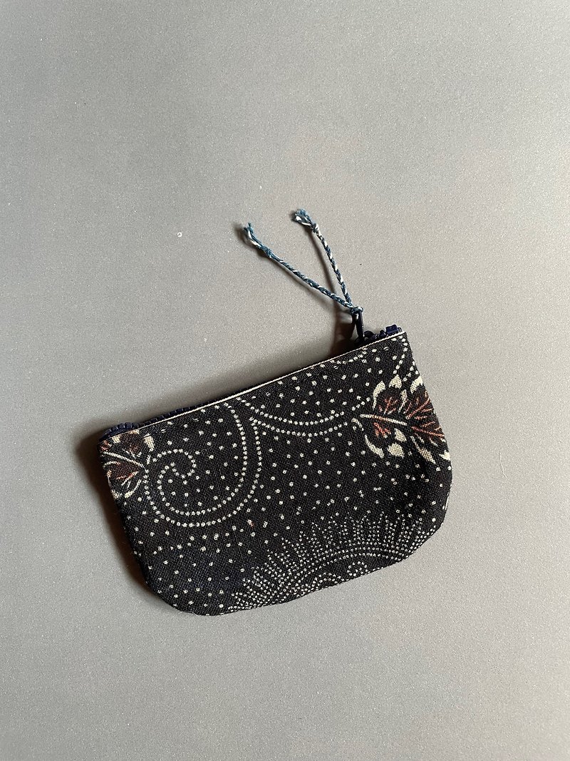 Handmade kofu coin pouch snowflake handmade kofu coin pouch - กระเป๋าใส่เหรียญ - ผ้าฝ้าย/ผ้าลินิน สีน้ำเงิน
