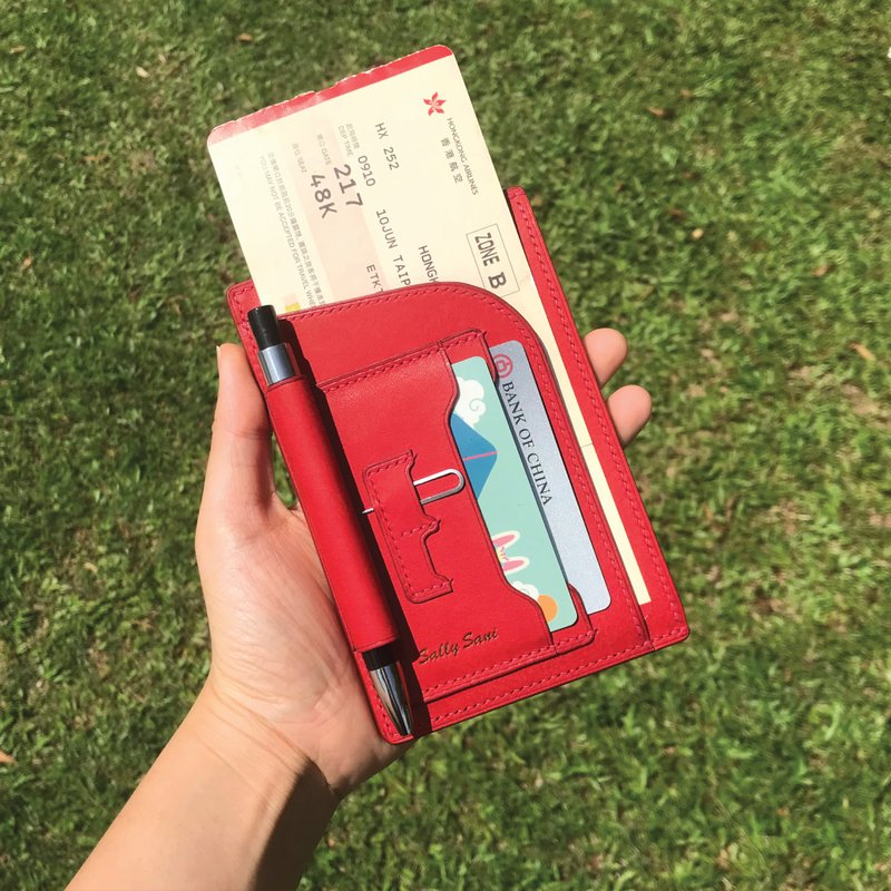 【Passport套/護照夾】紅色磨砂牛皮/旅行/多色可選/手工製造 - 護照夾/護照套 - 真皮 紅色