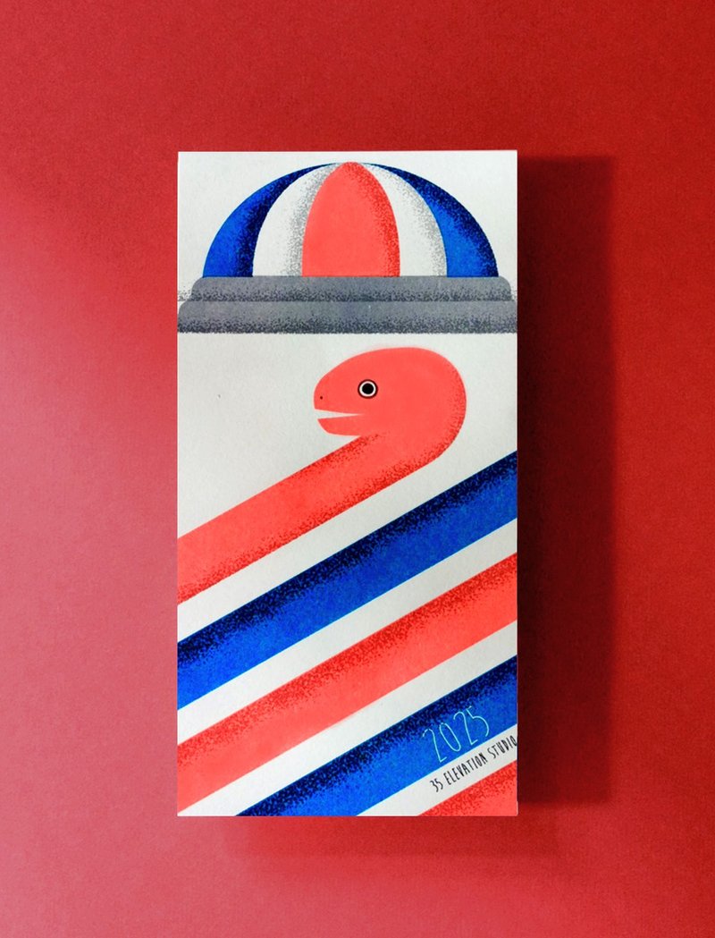 2025 Greeting Card/Year of the Snake Postcard_Fluorescent Red - การ์ด/โปสการ์ด - กระดาษ สีแดง