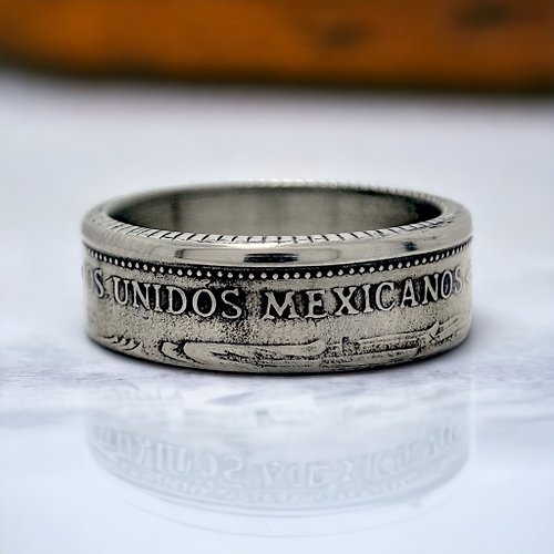 CoinsRingsUkraine Mexican Coin Ring 50 pesos 1964-1969, Mexico Crest Ring, Woman Mexico Coin Ring