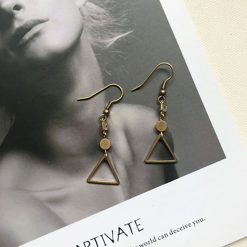_ Bronze earrings small parts (clips can be changed) - ต่างหู - ทองแดงทองเหลือง สีทอง