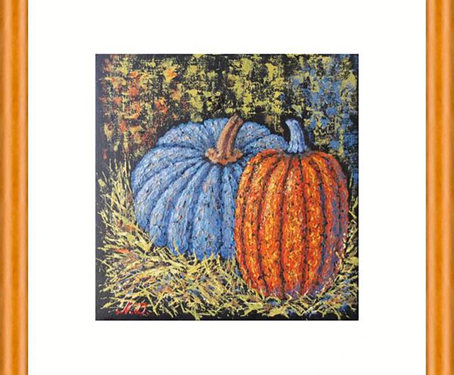 カボチャの絵キッチン静物オリジナルアート野菜のアートワーク