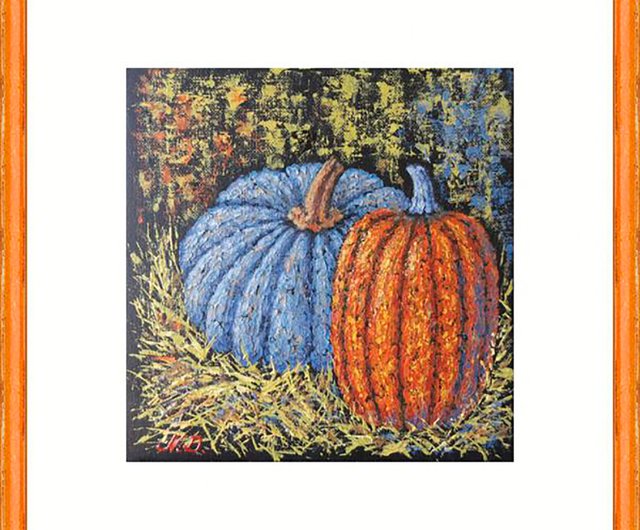 カボチャの絵キッチン静物オリジナルアート野菜のアートワーク