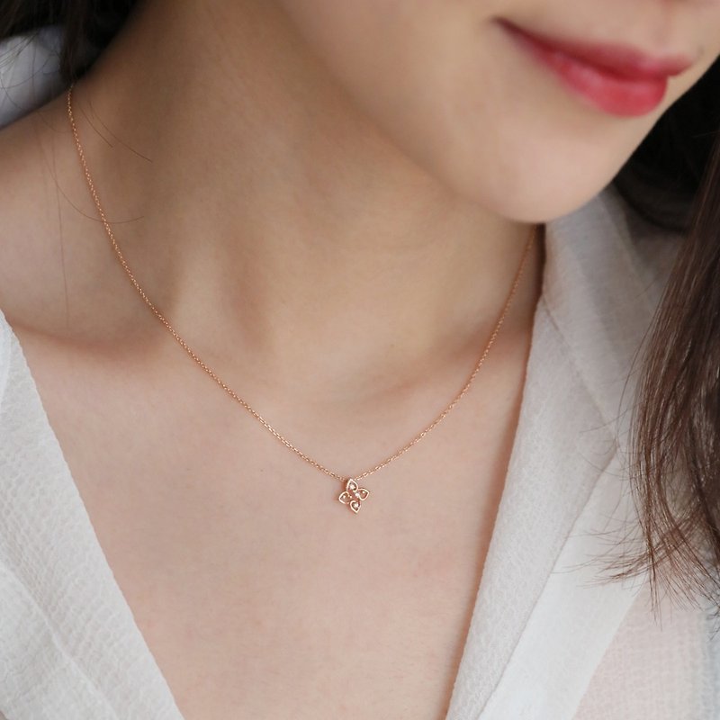 Jinghua Diamond Necklace 10K Rose Gold Total 0.02 Carat Light Jewelry Small Lucky Jewelry - Necklaces - Diamond 
