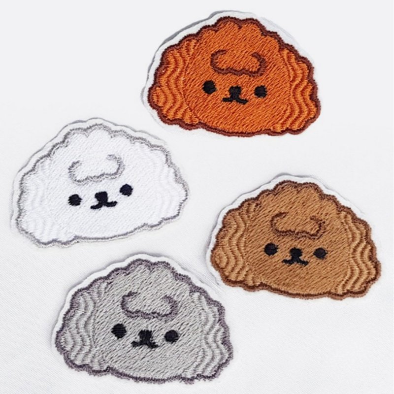 Poodle Dog Embroidery Broach Pin - 胸針 - 人造皮革 多色