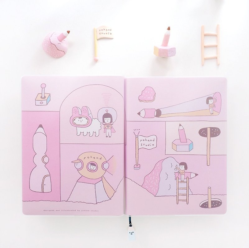 鉛筆星球探險 / 超人年曆手帳#7 - 筆記本/手帳 - 紙 粉紅色