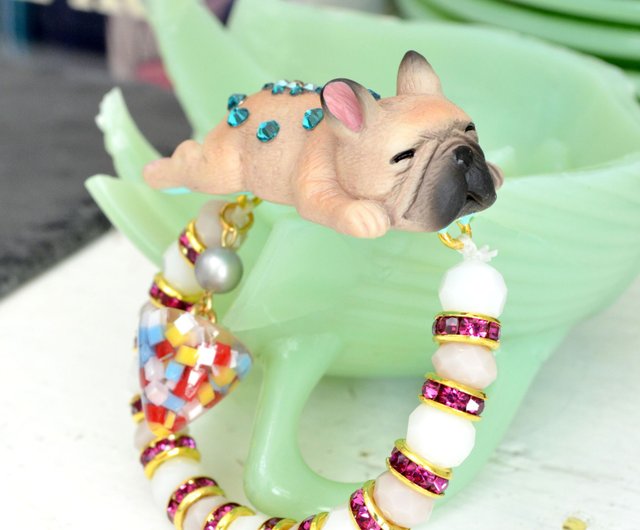 Shar Pei Pug Bull Terrier with Swarovski Crystal Opal Beaded Elastic Bracelet Shop timbeelo Bracelets Pinkoi
