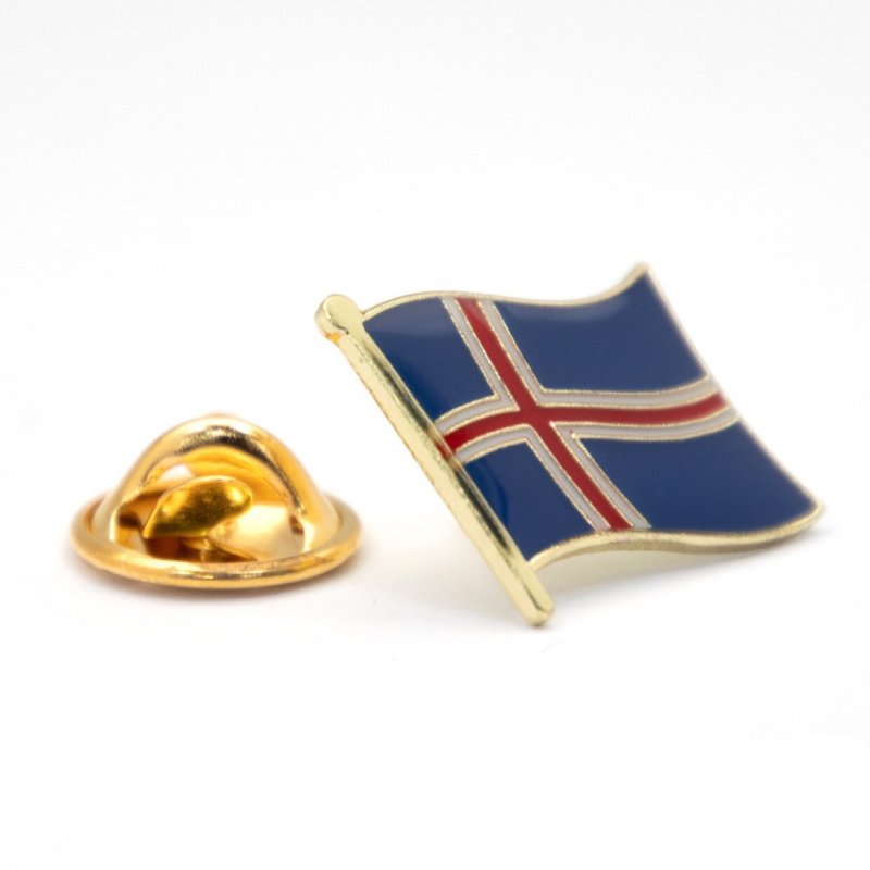 Iceland 冰島國旗紀念別針 國徽胸徽 遊學出國 國家胸徽 國旗配飾 - 胸針 - 其他材質 多色