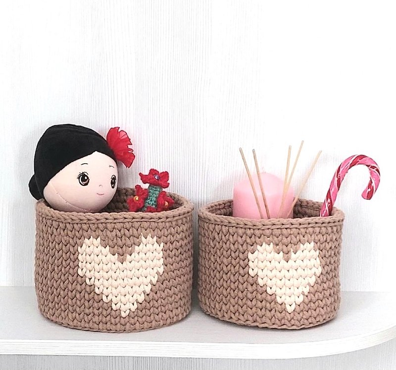 2 Cotton Valentine's Day Gift Baskets.Perfect Gifts to Share the Love - Storage - Cotton & Hemp Khaki