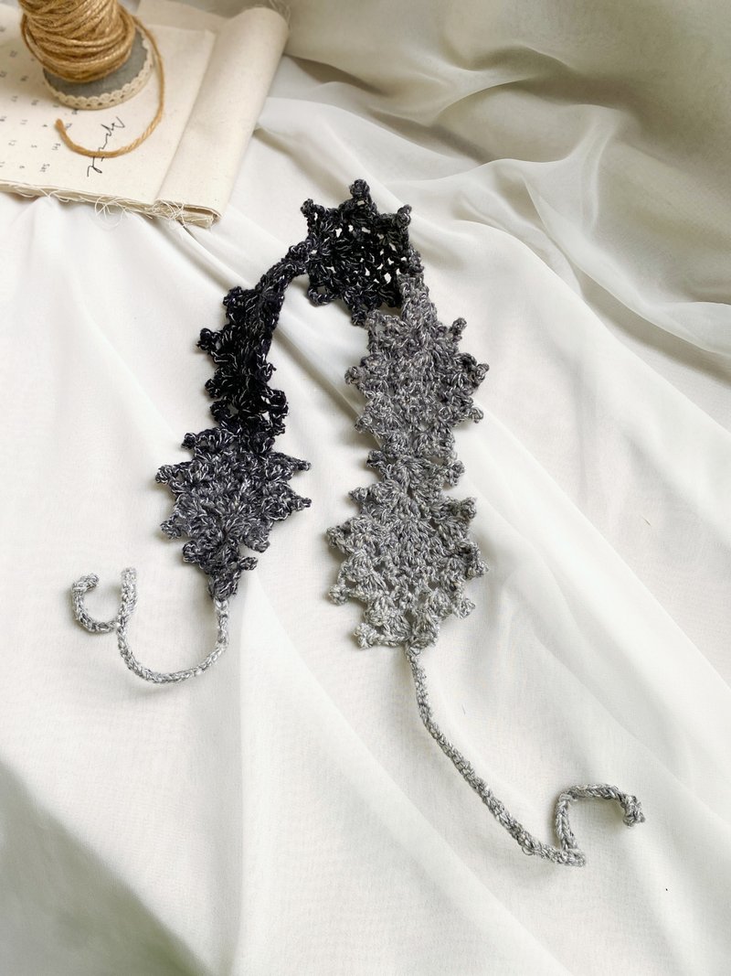 [Good Day Handmade] Springtime Korean style gradient black and gray pattern hand-woven headband - ที่คาดผม - ผ้าฝ้าย/ผ้าลินิน สีเทา