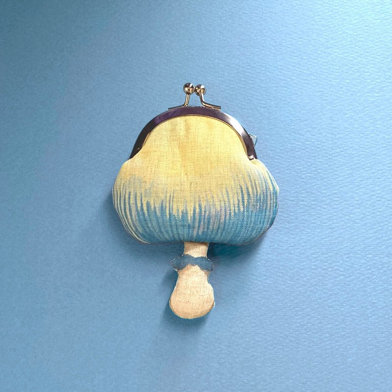 モエギタケがま口 / kinoko gamaguchi purse -Stropharia aeruginosa-財布,小銭入れ,accessory case - 化妝包/收納袋 - 棉．麻 藍色
