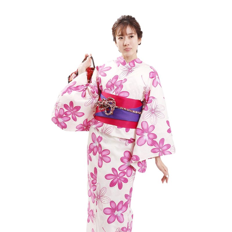 日本 和服 女性 浴衣 腰封 2件組 F Size x25-103 yukata - 其他 - 棉．麻 紫色