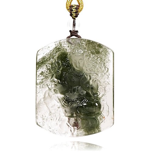 正佳珠寶 Gemsrich Jewelry 【正佳珠寶】綠幽靈 頂級異象幽靈 綠度母觀音 52g 綠幽靈吊墜