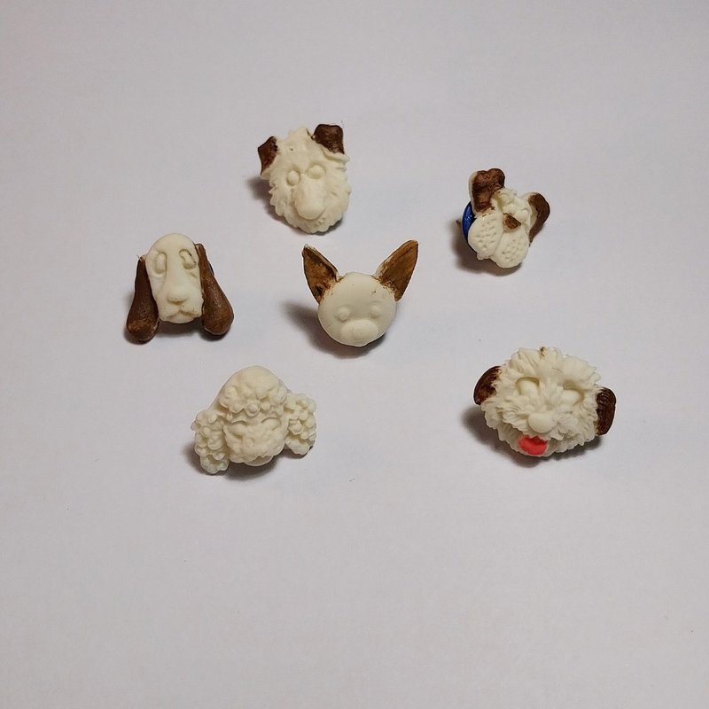 Dog Pin Handmade Stationery Attach  Decoration Board - 其他書寫用具 - 黏土 白色
