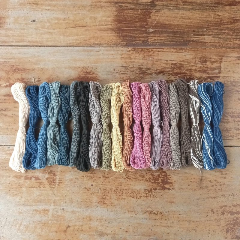 12m x 20 colors set / Karen tribe plant-dyed cotton thread, 0.7mm thick / Embroidery thread, sashiko thread, cross stitch, wrapping / fair trade - Knitting, Embroidery, Felted Wool & Sewing - Cotton & Hemp Multicolor