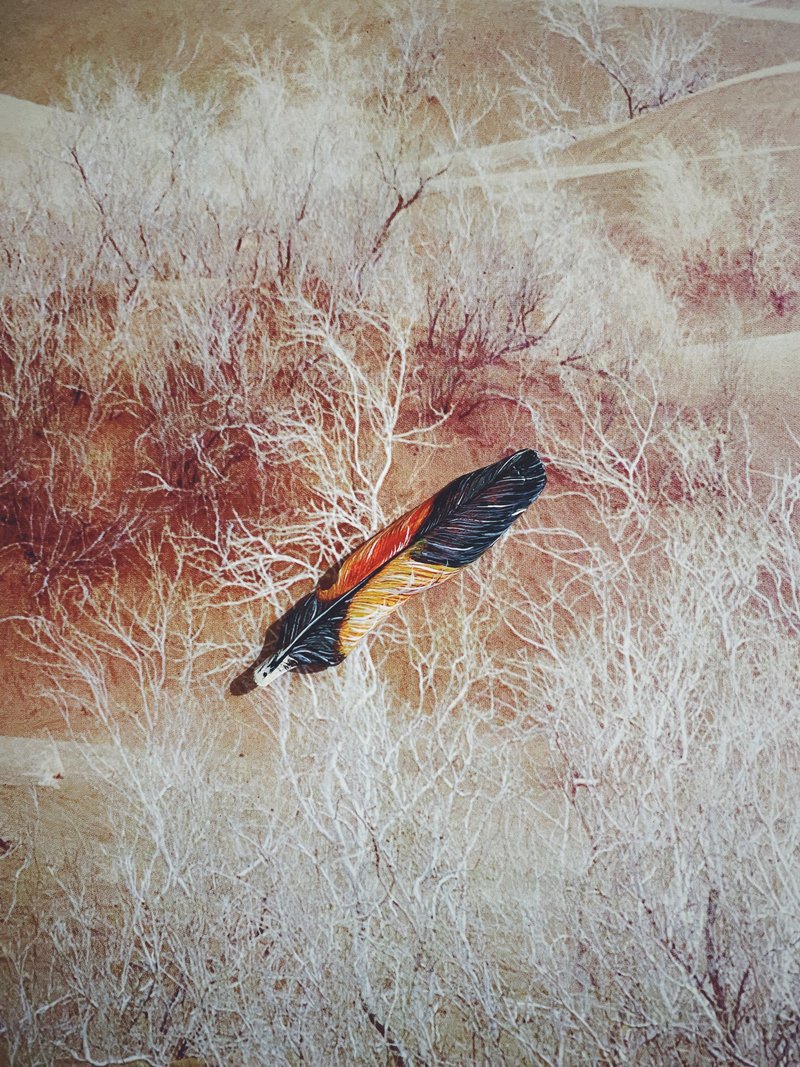 Woodcut Hand Painted Pendant - Feather - อื่นๆ - ไม้ หลากหลายสี