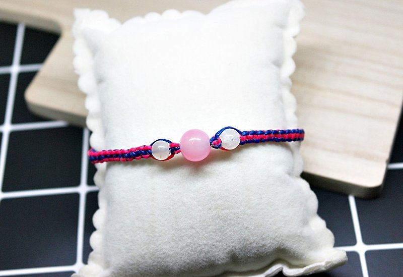Thai silk wax line X natural stone _ peach dispute / can be selected color / / - Bracelets - Wax Pink