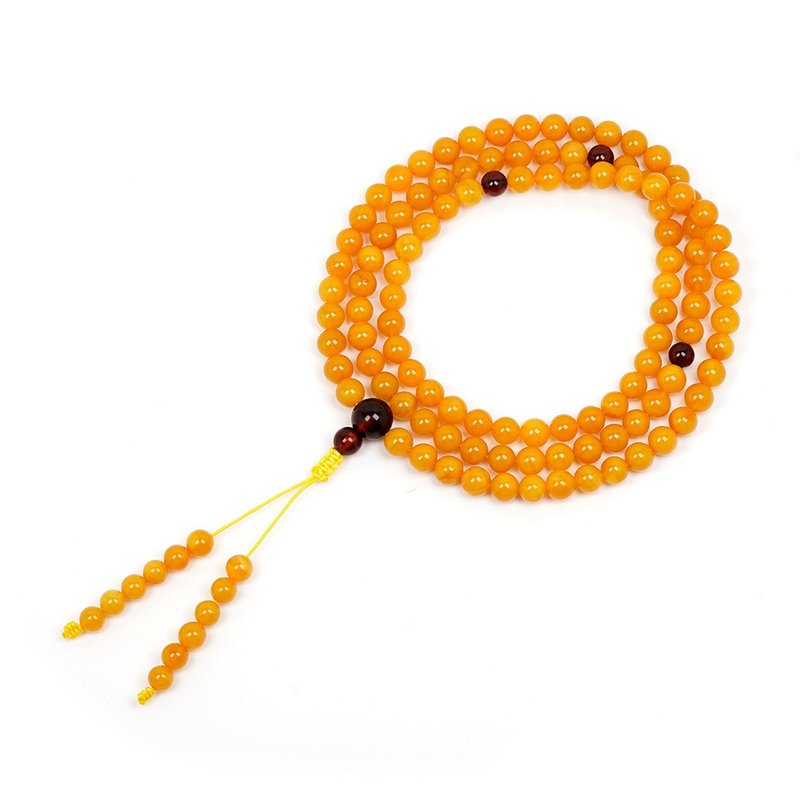 Cloudy Amber Gold Honey Amber 5.8-6.2mm Prayer's Bead - สร้อยข้อมือ - เครื่องประดับพลอย หลากหลายสี