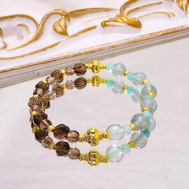 Bubble Forest/Green Stone Tea Crystal Stone/Natural Crystal Bracelet/Cheerful Playground - Bracelets - Crystal 
